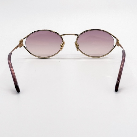 NEW MIU MIU SMU 52Y 5AK06S GOLD MU52YS 5AK06S OVAL MU 52YS WOMEN SUNGLASSES - Picture 10 of 14
